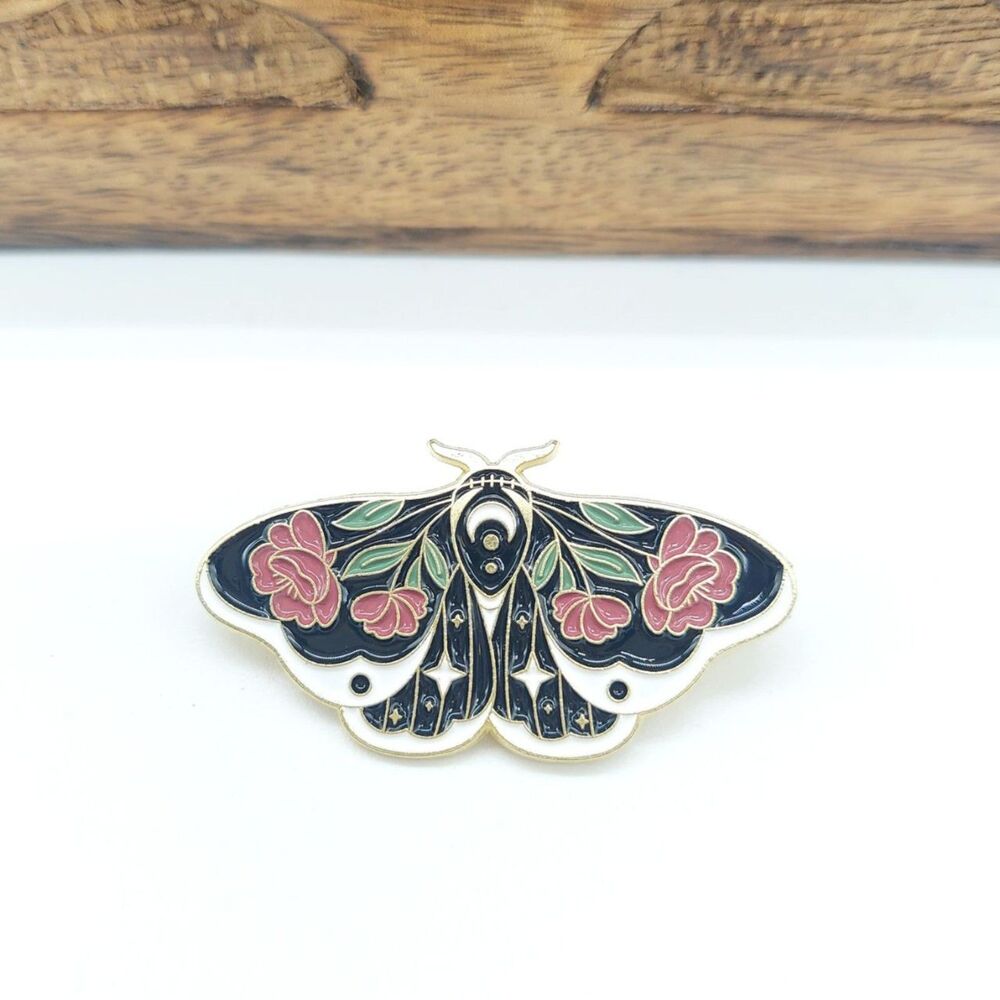 Whimsical Moth Brooch Pin Boho Fairy Cottage Butterfly Garden Gift